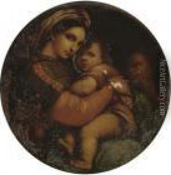 The Madonna Della Sedia Oil Painting - Raphael (Raffaello Sanzio of Urbino)