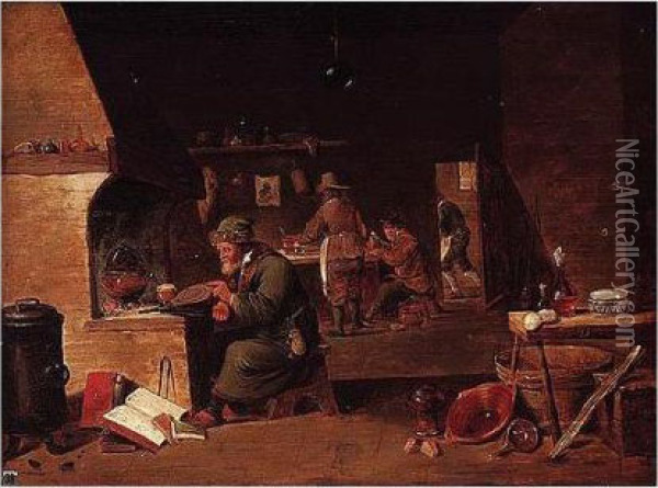 An Alchemist In His Studio Oil Painting - David The Younger Teniers