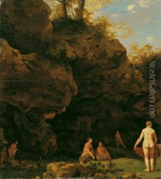Waldteich Mit Badenden Nymphen Oil Painting - Cornelis Van Poelenburgh