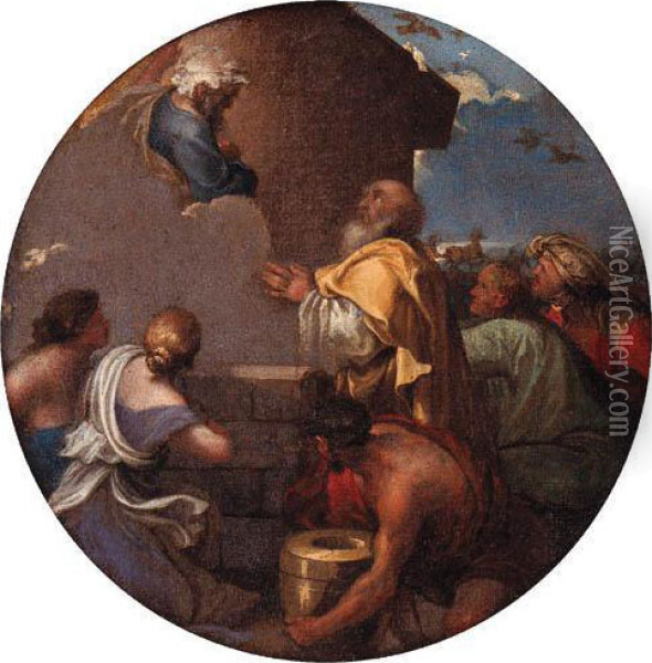 God The Father Appearing To Noah Oil Painting - Giovanni Benedetto Castiglione