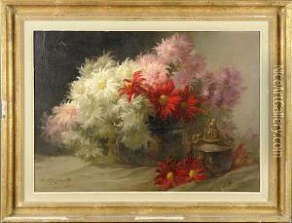 Nature Morte Aux Fleurs Oil Painting - Privat Livemont