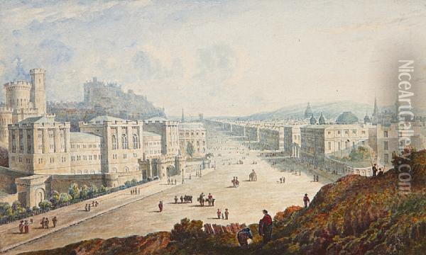 Picturesque Views Of Edinburgh Oil Painting - John H. Wilson