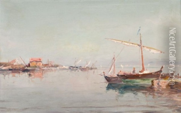 Barque Sur Un Rivage Oil Painting - Henri Malfroy-Savigny