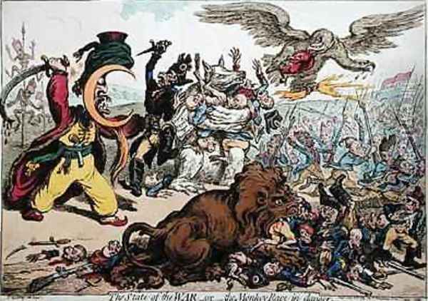 The State of War or The Monkey Race in Danger Oil Painting - James Gillray