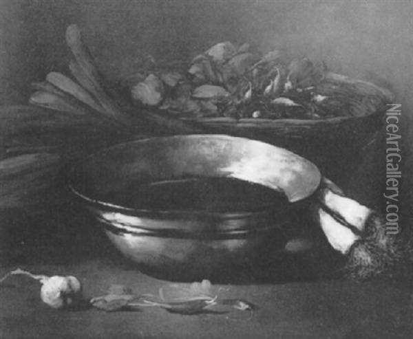 Nature Morte Au Chaudron Oil Painting - Germain Theodore Ribot