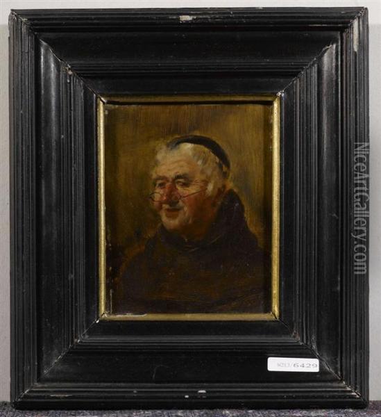 Portrait Eines Monchs Mit Brille. Oil Painting - Eduard Von Grutzner