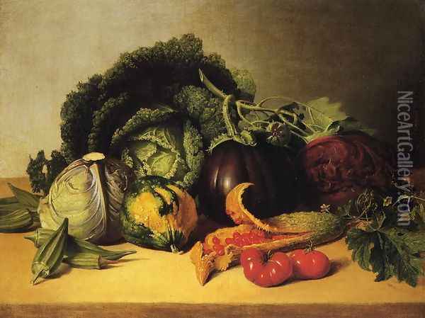 Still Life: Balsam Apples and Vegetables Oil Painting - James Peale