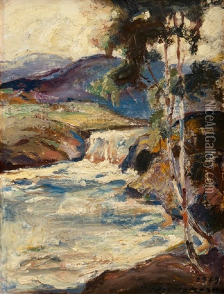 Rapids Oil Painting - Jalmari Ruokokoski