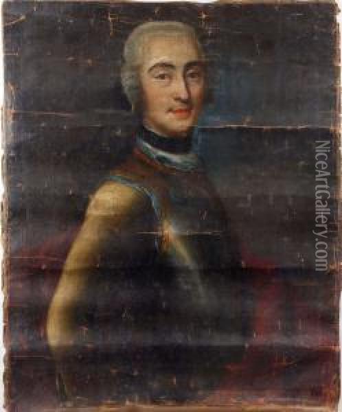 Portratt Av Svensk Officer Oil Painting - Johan Henrik Scheffel