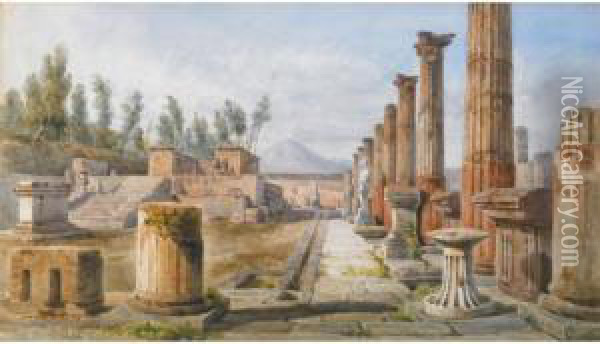 Veduta Delle Rovine Di Pompei Oil Painting - Giovanni Giordano Lanza