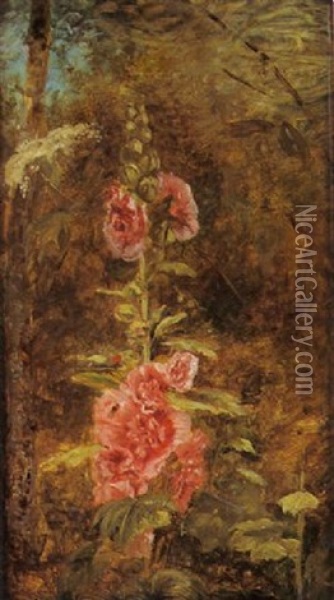 Rose Tremieres Oil Painting - Paul Huet