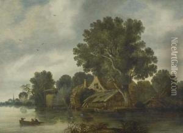 River Landscape. Oil Painting - Francis Van Knibbergen
