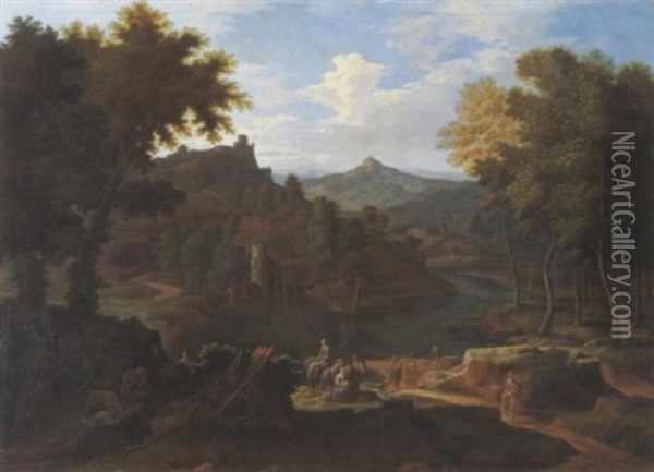 Landschaft Mit Figuren Oil Painting - Hendrick Frans van Lint