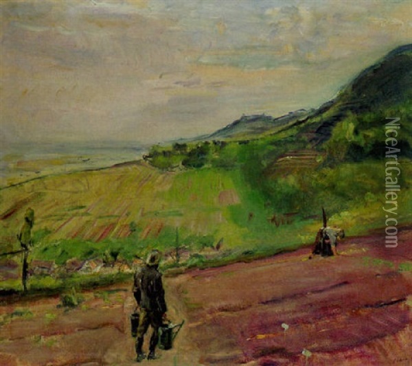 Landschaft Bei Neukastel Mit Einem Bauernpaar Oil Painting - Max Slevogt