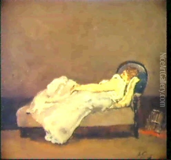 Femme Blonde Sur Un Sofa Oil Painting - Paul Gauguin