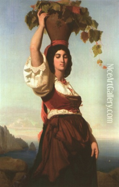 Jeune Femme Au Caraco Rouge Oil Painting - Rudolf W. A. Lehmann