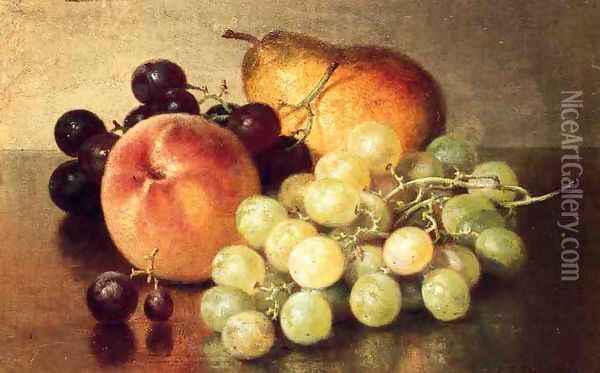 Still Life with Peach, Pear and Grapes Oil Painting - Robert Spear Dunning