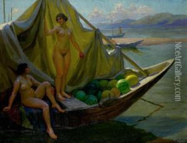 Boating On The Volga Oil Painting - Fjodor Ivanovitch Rerberg