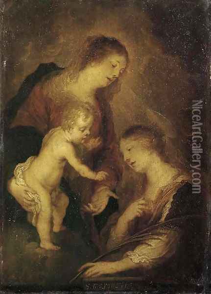 The Madonna and Child with Saint Margaret of Antioch Oil Painting - Theodor Van Thulden
