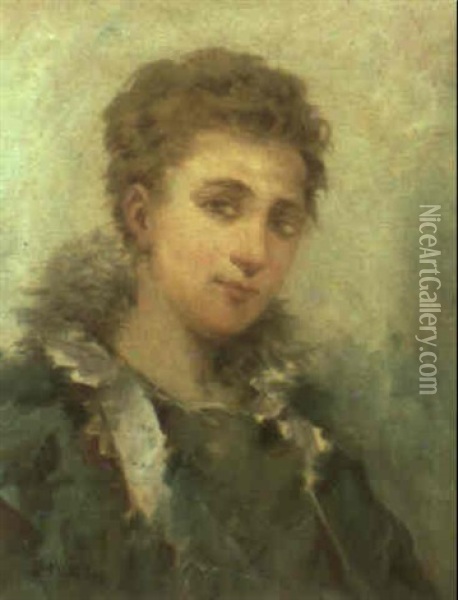 Retrato De Dama Oil Painting - Francisco Miralles y Galup