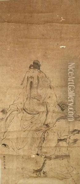 God Of Literature. Oil Painting - Gu Jianlong