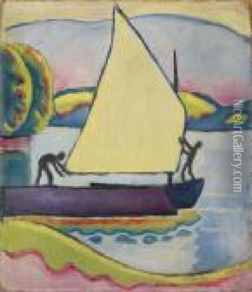 Segelboot Am Morgen Oil Painting - August Macke