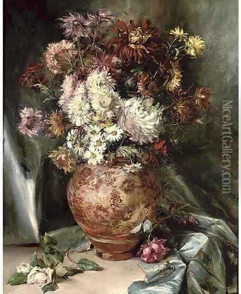 Flowers Oil Painting - French School