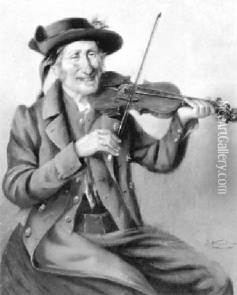 Der Geigenspieler Oil Painting - Josef Kinzel