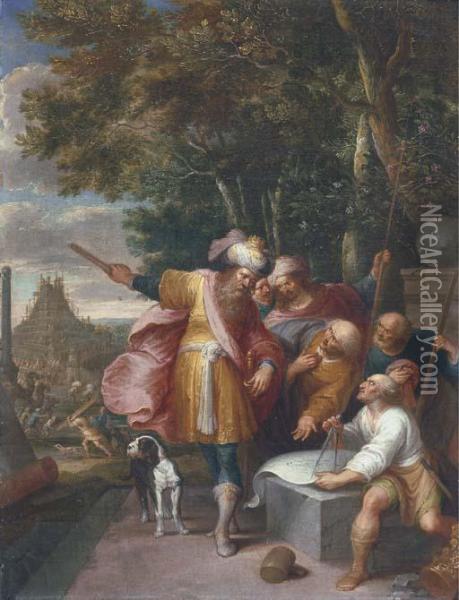 Nimrod Supervising The Construction Of The Tower Of Babel Oil Painting - Frans II Francken