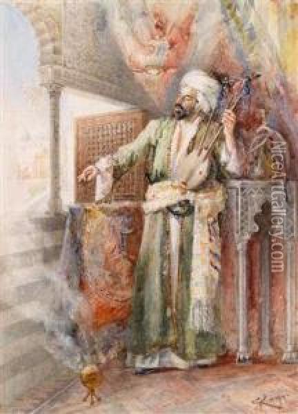 Arabischer Musikant Oil Painting - E. Raggi