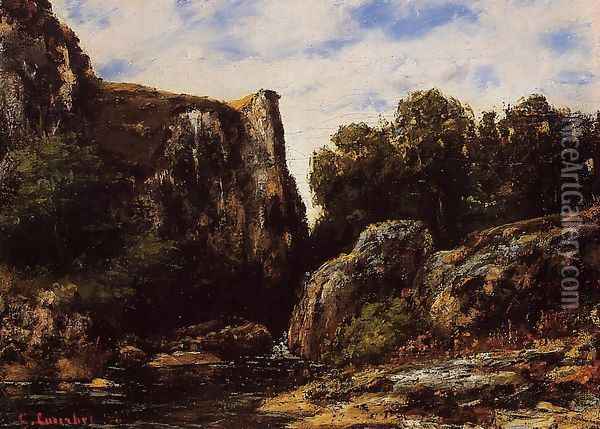 A Waterfall in the Jura Oil Painting - Gustave Courbet