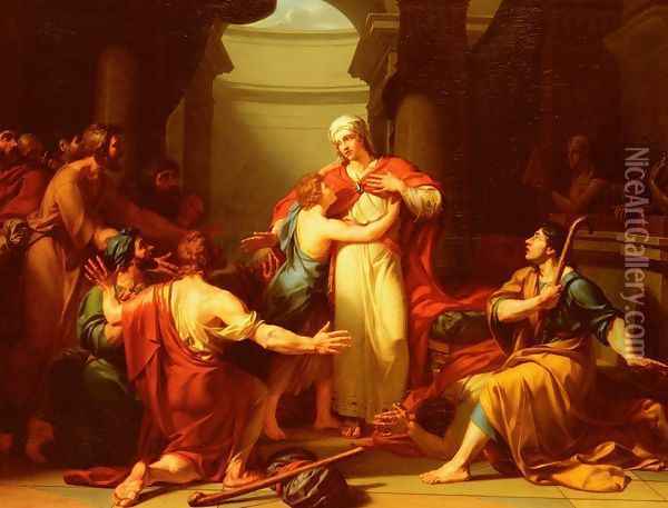 Joseph Reconnu Par Ses Freres (Joseph Recognized By His Brothers) Oil Painting - Jean-Charles Tardieu