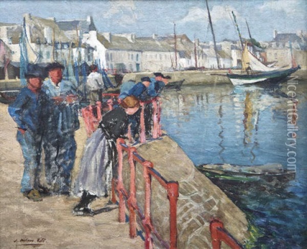 The Pier, Concarneau Oil Painting - Joseph Milner Kite