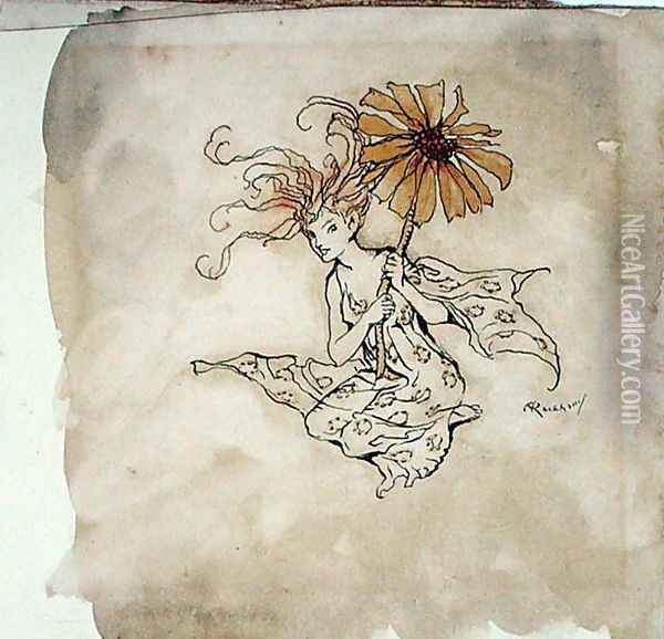 Daisy Fairy, illustration from Peter Pan in Kensington Gardens, by J.M. Barrie, published 1912 Oil Painting - Arthur Rackham