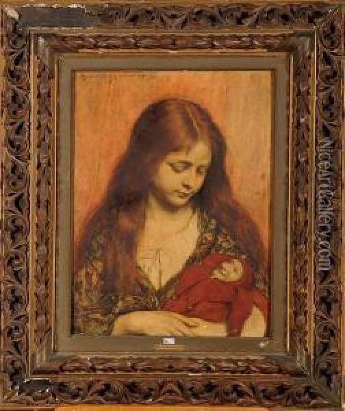 Jeune Fille Au Polichinelle Oil Painting - Alexandre Theodore Struys