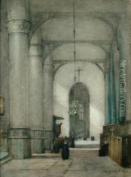 View Of A Church Interior Oil Painting - James Garden Laing