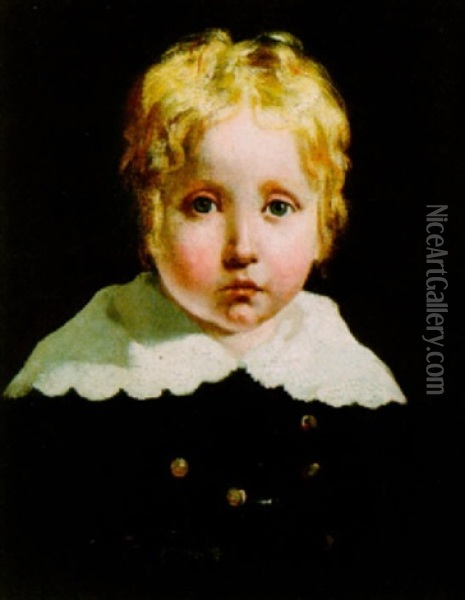 Portrait Of A Young Boy ( Mesden De La Fayette?) Oil Painting - Ary Scheffer