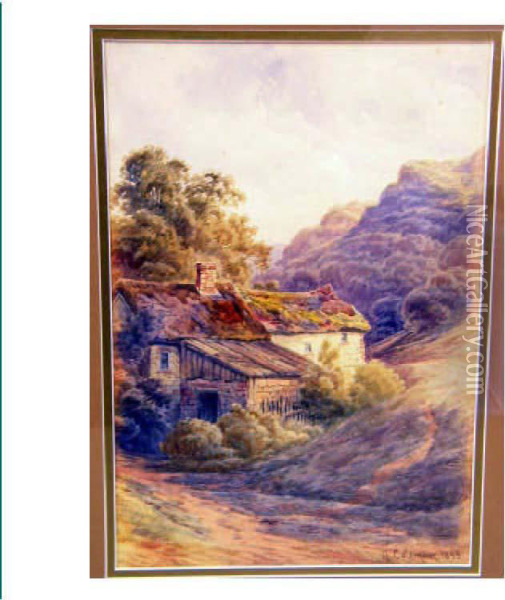 Landscape With Farm Buildings Oil Painting - A. Coleman