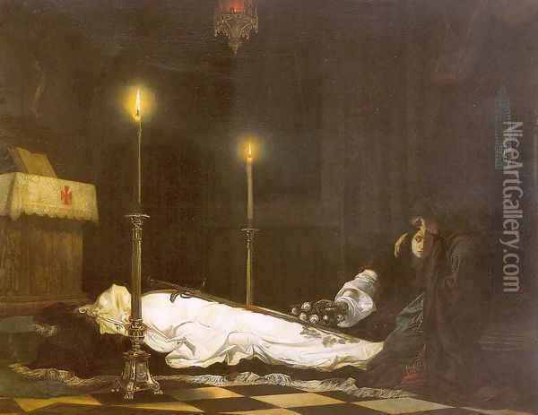 The Mourning of Laszlo Hunyadi 1859 Oil Painting - Viktor Madarasz