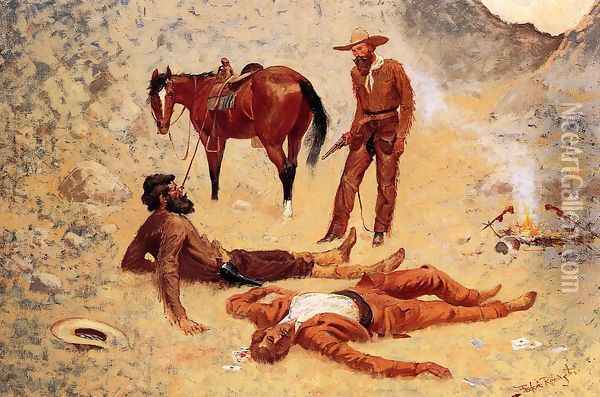He Lay Where He Had Been Jerked, Still as a Log Oil Painting - Frederic Remington