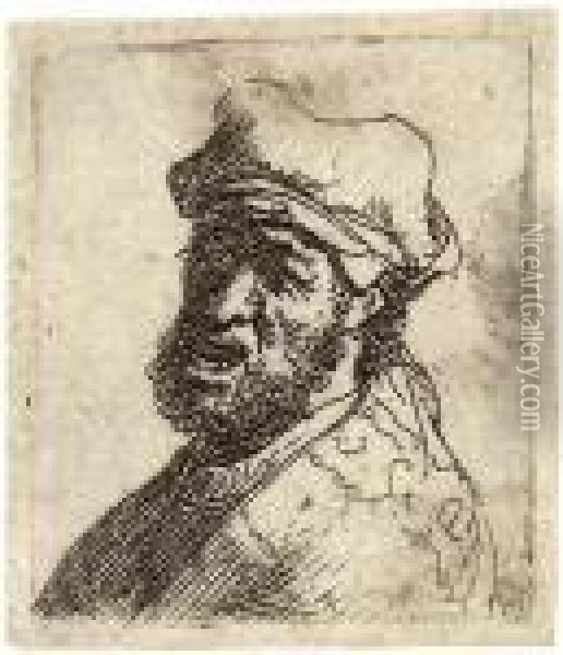 Man Crying Out, Three-quarters Left: Bust Oil Painting - Rembrandt Van Rijn