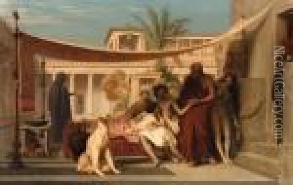 Socrates Seeking Alcibiades At The House Of Aspasia Oil Painting - Jean-Leon Gerome