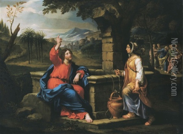 Christ And The Samaritan Women Near The Well Oil Painting - Pierre Mignard the Younger