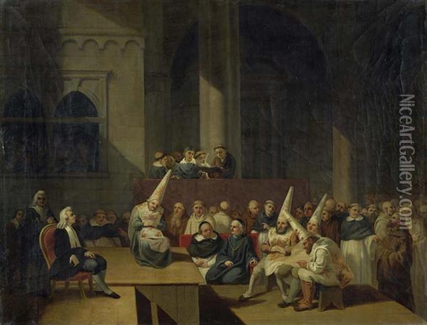 Vor Dem Tribunal Der Heiligen Inquisition. Oil Painting - Francisco De Goya y Lucientes