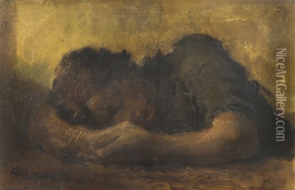 Femme Endormie [sleeping Woman], 1930 Oil Painting - Alexander Evgenievich Iacovleff