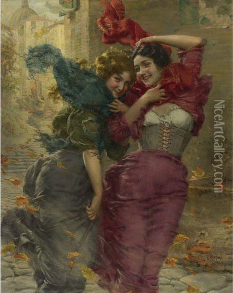 A Windy Day Oil Painting - Gaetano Bellei