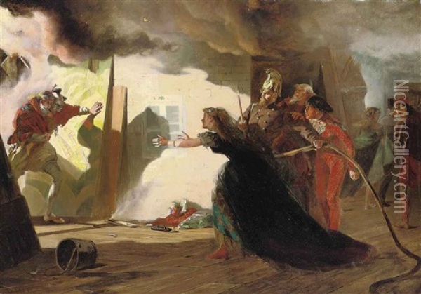 Fire At The Theater Oil Painting - Laslett John Pott