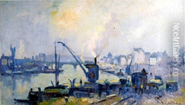 Le Quai De Paris A Rouen Oil Painting - Robert Antoine Pinchon