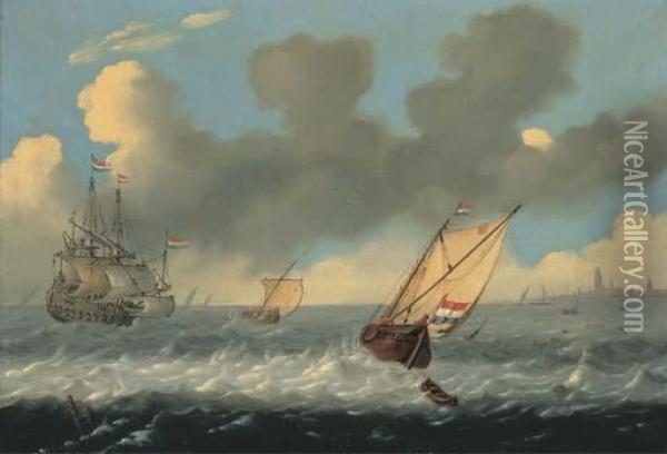 Bateaux Par Grand Vent Oil Painting - Andries Van Eertvelt