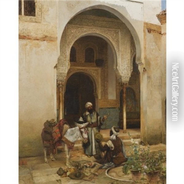 An Arab Merchant Oil Painting - Clemente Pujol de Gustavino
